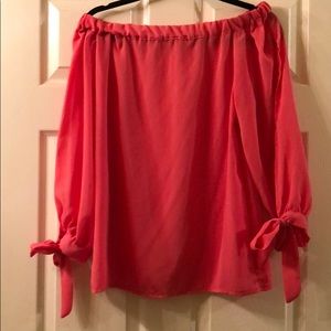Pink off the shoulder blouse